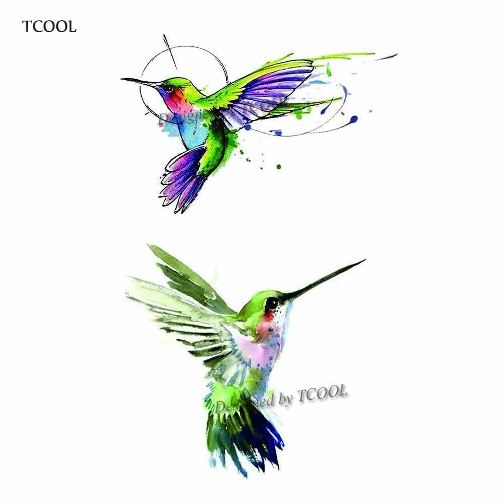 HXMAN акварельные Колибри вакуумные фальшивые татуировки водостойкие ручная
