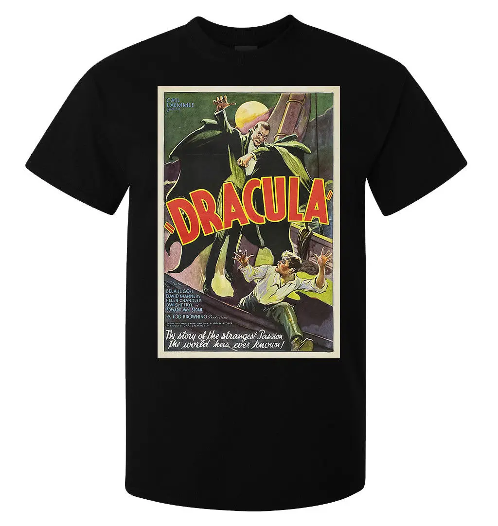 Мужская Винтажная футболка в стиле ретро Vampire Dracula черная крутая Повседневная