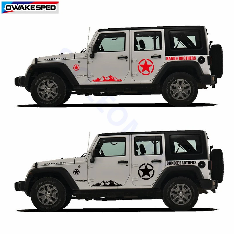 Автомобильная наклейка s для Jeep Wrangler горного хребта армейская Звездная графика
