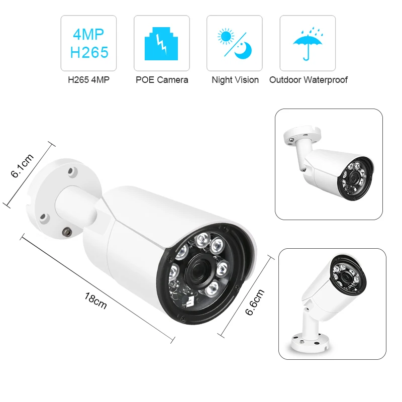 Techage H.265 4MP POE CCTV Системы 8CH NVR Открытый Массив ИК светодиодов IP Камера P2P Onvif