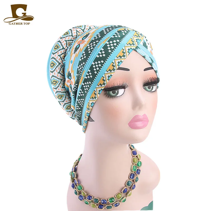 New Women Headwrap Head Wrap chemo Floral Print Muslim Turban Cotton Ladies Stretch Headband chemotherapy Bandanas |