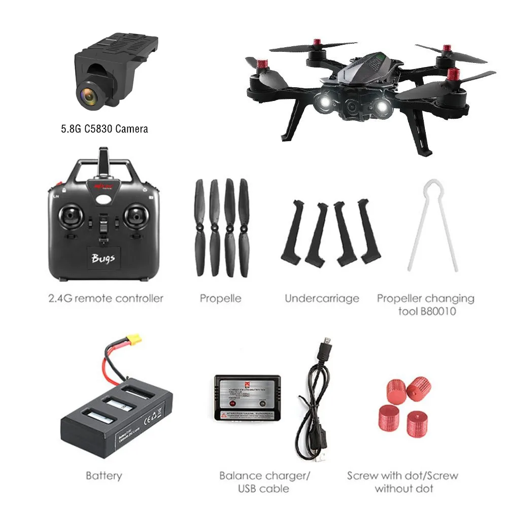 MJX B6 Bugs 6 бесщеточный гоночный Дрон 1806 720 кв двигатели HD 5,8 P G FPV и VR стекло живое видео RTF RC Квадрокоптер против ошибок 3 B2W - Цвет: With C5830