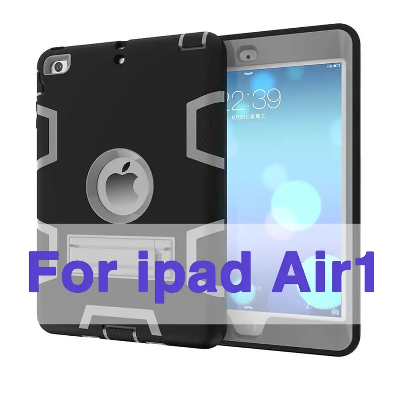 for iPad Air 1 Для ipad air 1 2 нескользящий детский безопасный Гибридный противоударный силиконовый резиновый однотонный чехол для ipad 5 6 защитный чехол Капа+ пленка - Цвет: for iPad Air 1