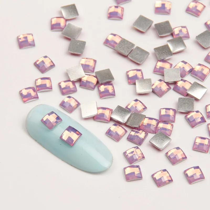 Elessical 100 шт./пакет розовый квадрат опаловые Стразы для ногтей 3D Flatback украшения