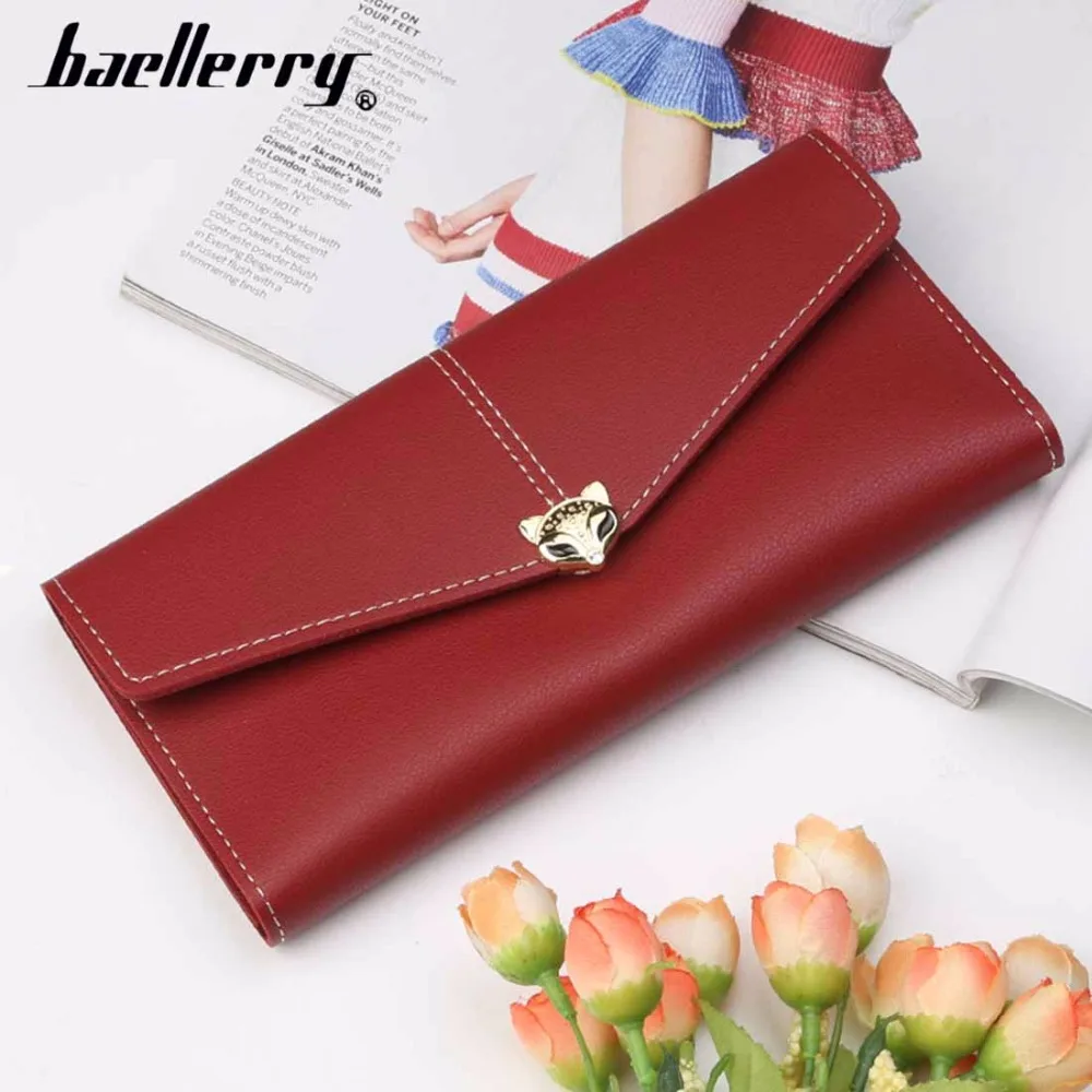 2018 кошельки для женщин baellerry Fox длинный PU кожаный красный женский кошелек карман