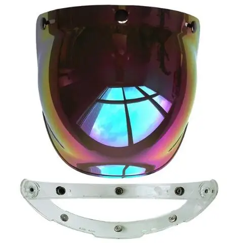Rainbow Lens Clear B 1 шт. и 5 цветов) мотоциклетный шлем козырек щит Ретро Hallar шлем маска винтажные шлемы пузырьковый козырек - Цвет: Rainbow Lens Clear B