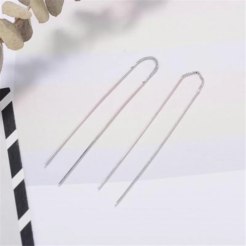 New Popular Simple Fashion Jewelry 925 Sterling Silver Personality Tide Long Tassel Female Exquisite Dangle Earrings E277 | Украшения и