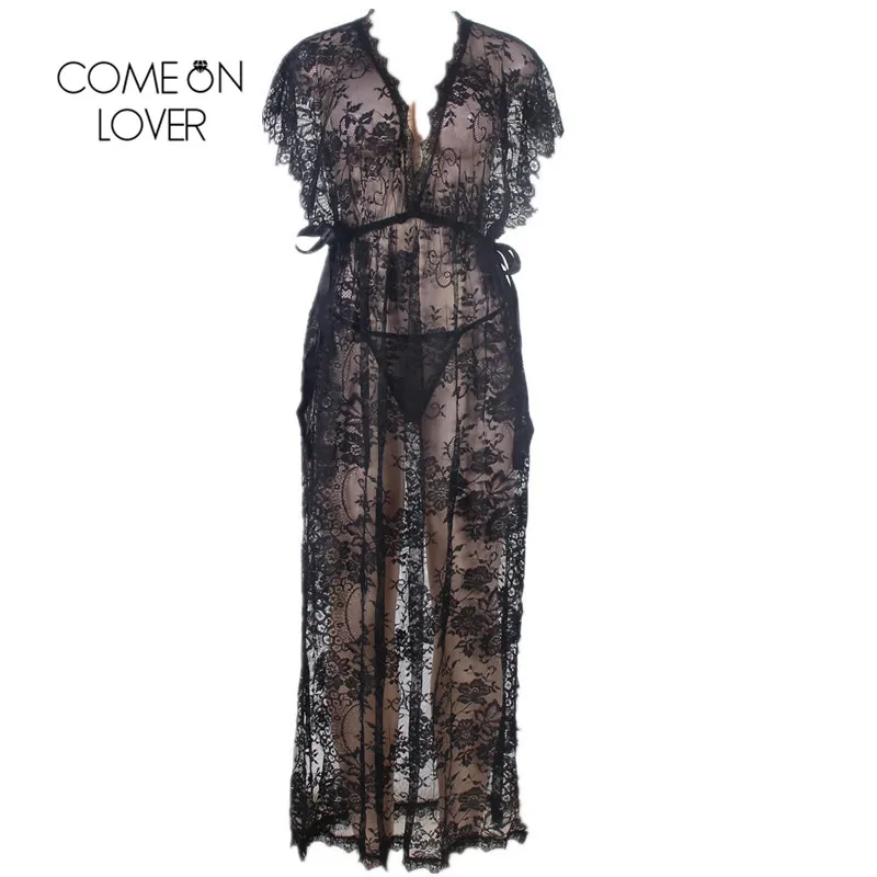 Comeonlover женские халаты с Боковым Разрезом пижамы коротким рукавом кружевное