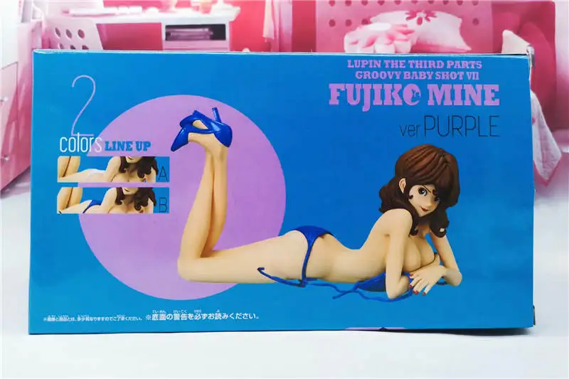 BLue With Retail Box Fujiko Mine сексуальные фигурки для девочек игрушки Аниме оригинальные Lupine The Third PART5 GROOVY BABY SHOT VII модели бикини подарки - Цвет: BLue With Retail Box