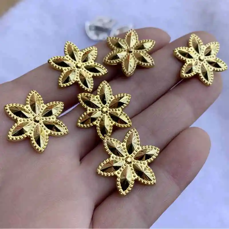 Gold 12pcs/lot 24mm Flower Rhinestone Acrylic Flatback Strass Crystal Stones For Jewelry Crafts Clothing Decorations -A82 | Дом и сад