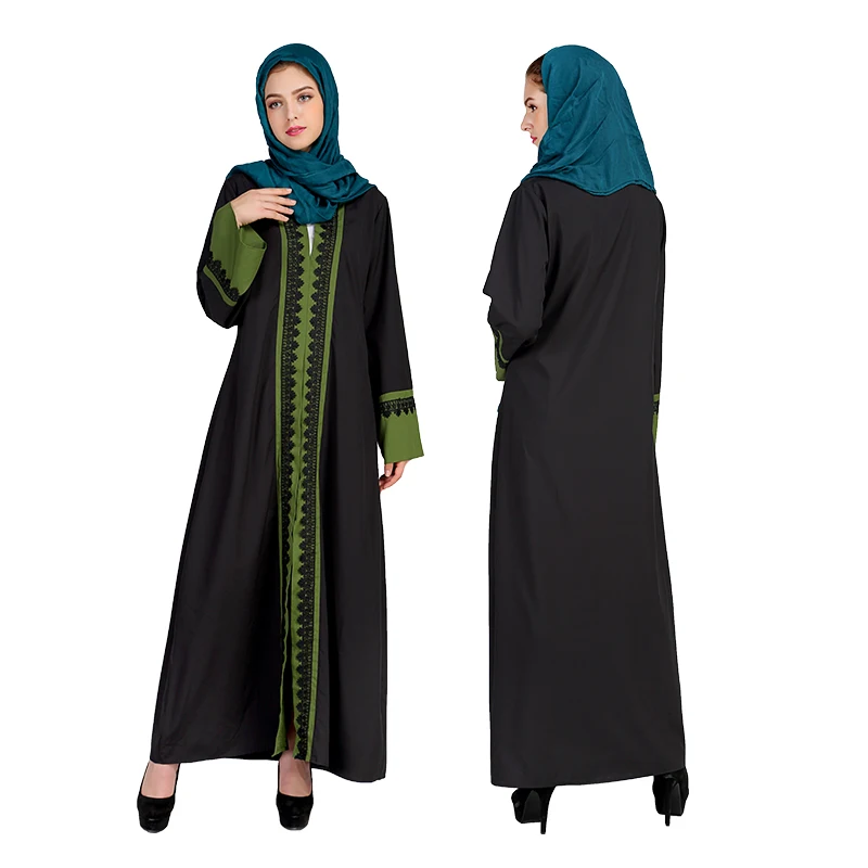 Women Lace Long Muslim Dress Female Adult emboridery cotton liene Robes Musulmane Turkish Abaya Patchwork Color Hit | Тематическая