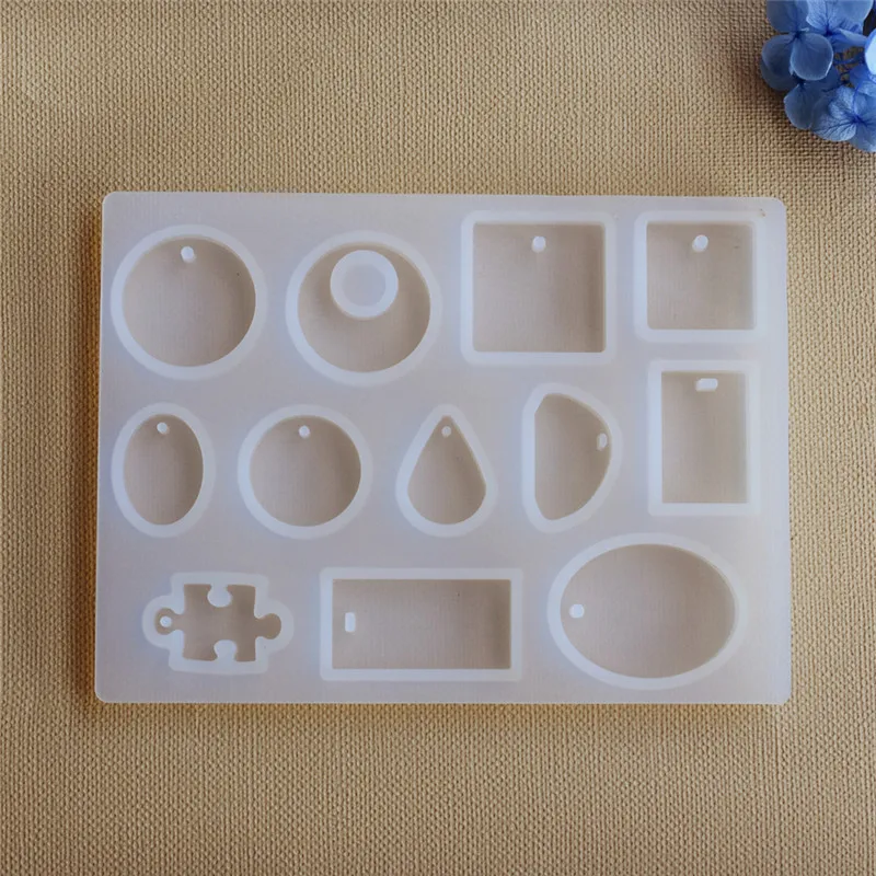 

Silicone Pendant Mold Resin Silicone Moulds handmade DIY Jewelry Making geometry molds Square Round drop with hole