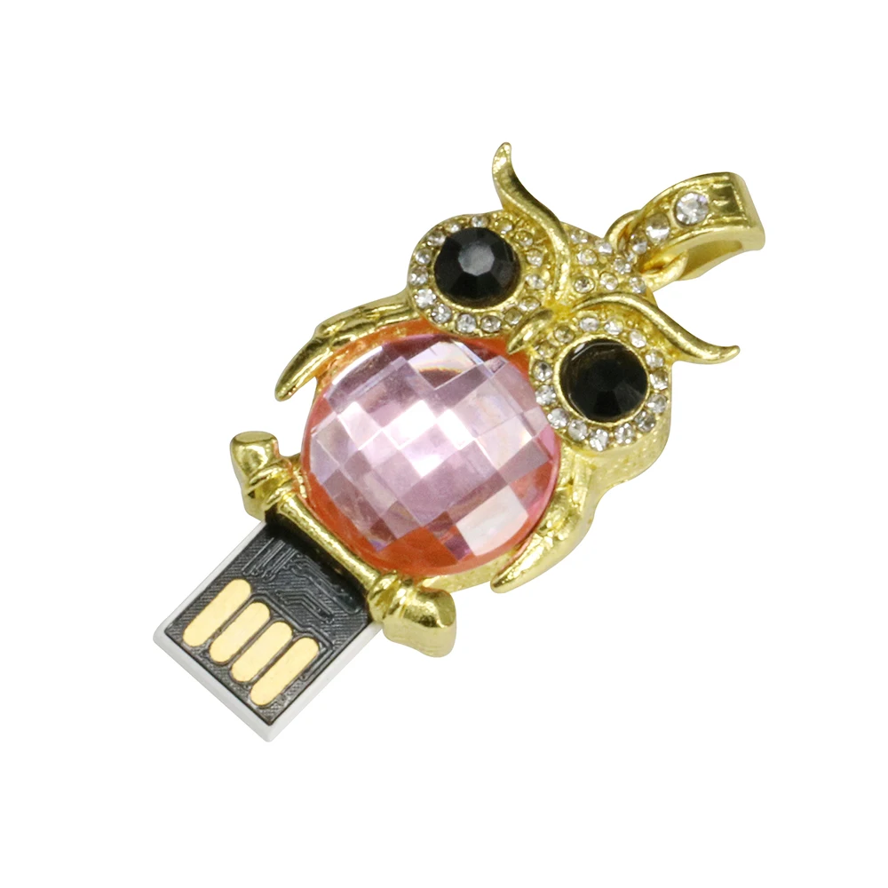 Новое поступление, мини USB флеш-накопитель с кристальной совой, 64 ГБ, 32 ГБ, 16 ГБ, 8 ГБ, 4 Гб, USB, 2,0 реальная емкость, карта памяти, диск с цепочкой