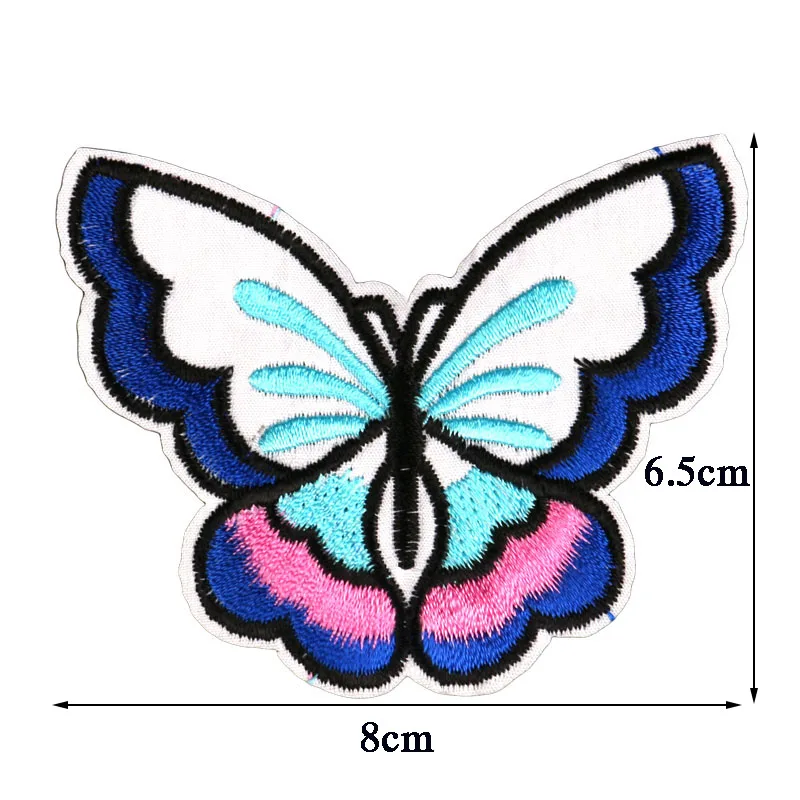 Шесть цветов высокое качество 8 см вышитые наклейки с бабочками можно гладить на