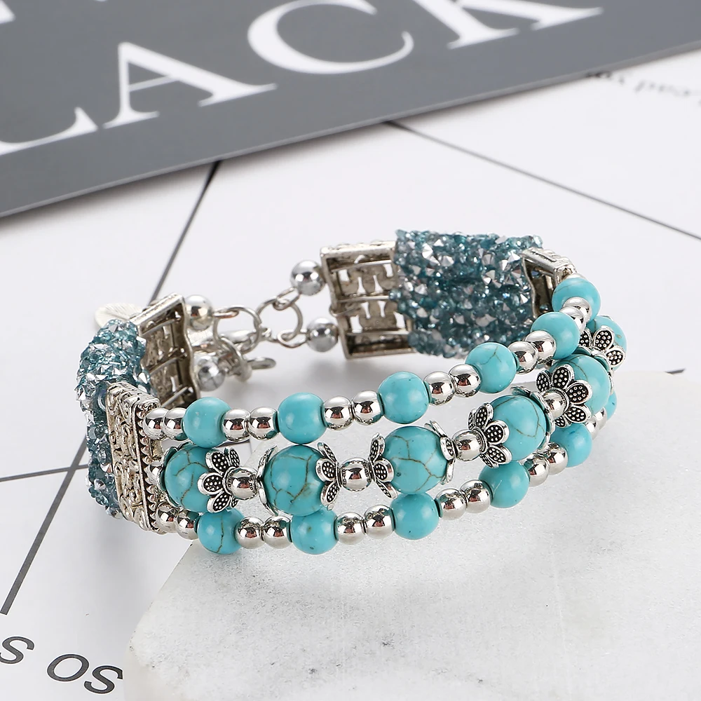 Женские браслеты с бусинами из кристаллов Jaasa 3 слоя ручная работа ювелирное