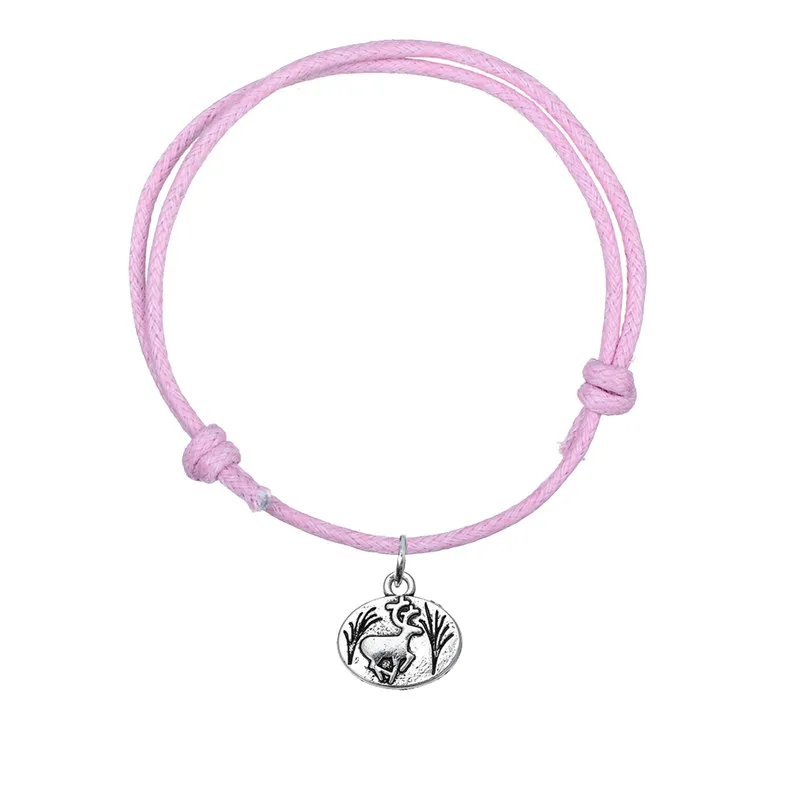 Dawapara Christmas Decoration Deer Vintage Metal Zinc Alloy Pendant Bracelet Korean Wax Cord Adjustable Chain Fashion Jewelry | Украшения и
