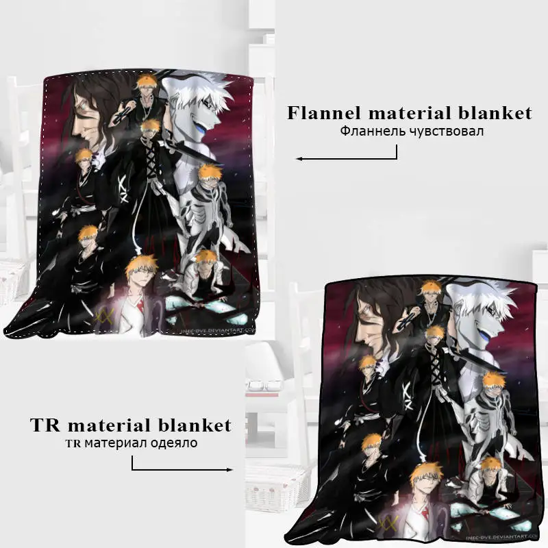 

Custom BLEACH Anime Blanket TR/ Flannel Fleece Fabric Blanket New Year Decoration Comfortable Warm Super Soft Bedroom