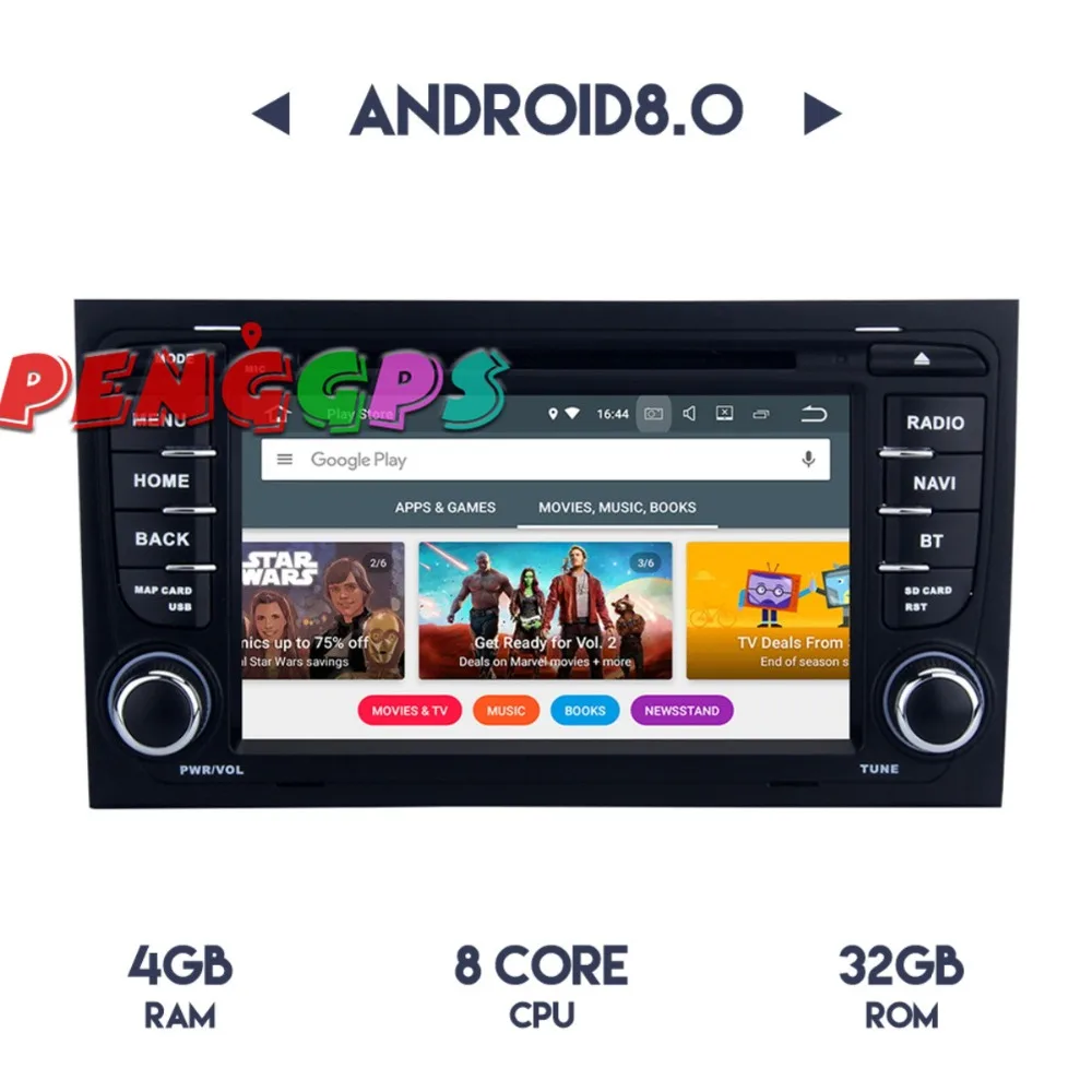 8 core 4 Гб Оперативная память Android8.0 автомобильный DVD плеер gps навигации для Audi A4 S4 RS4