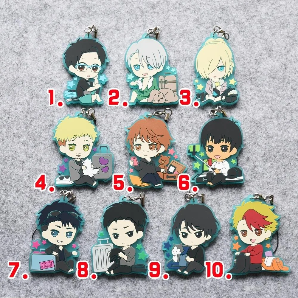 Yuri! На льду аниме Nikiforov Victor Katsuki Yuuri Plisetsky Ji Guang Hong Phichit Yuri JUNE VER резиновый брелок|yuri