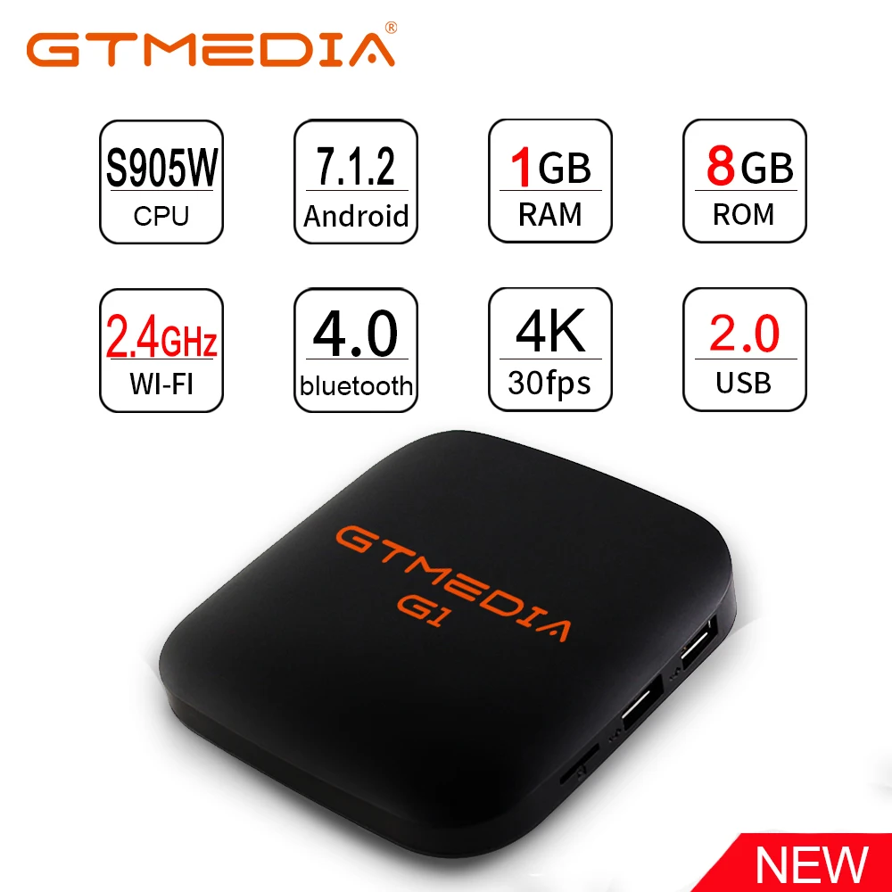 GTmedia G1 Android tv Box смарт-телевидение IPTV H.265 HDR четырехъядерный 1G 8G wifi Google Cast Netflix IP tv телеприставка медиаплеер Бразилия