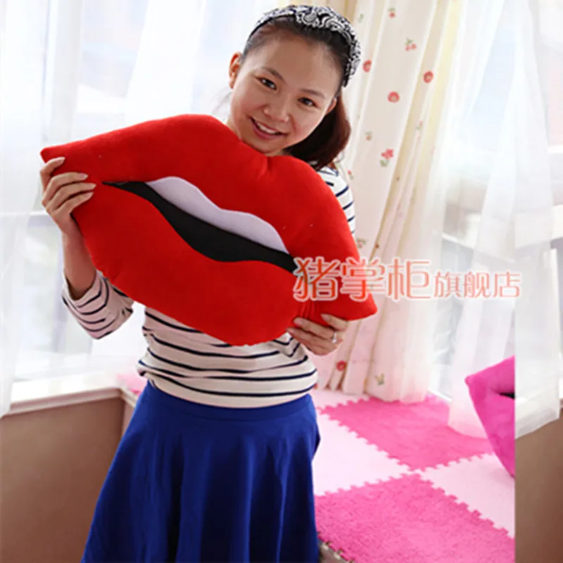 Большая подушка с красными губами плюшевые игрушки куклы креативные