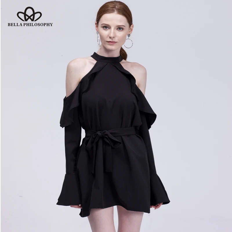 Bella Philosophy/Летнее мини платье с оборками и открытыми плечами шифоновое длинными