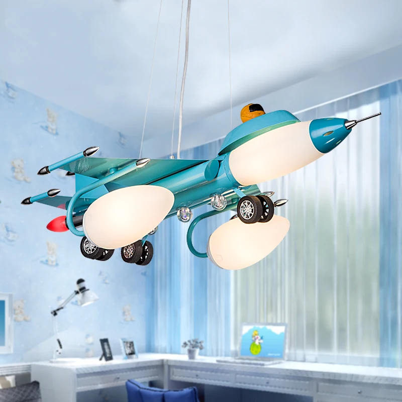 LED Airplane Featured Lighting for Children Kids Baby Bedrooom Artistic Stainless Steel Pendant Lights Hanging Lamp Hanglamp | Лампы и