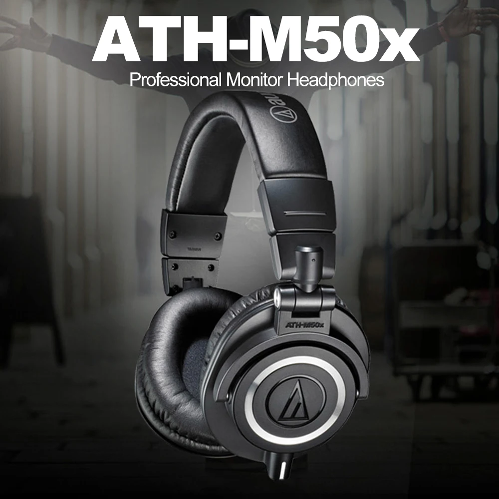 Audio-Technica ATH-M50x, профессиональные мониторные наушники, закрытые сзади, динамические Накладные Наушники Hi-Fi, складные наушники, игровая музыка