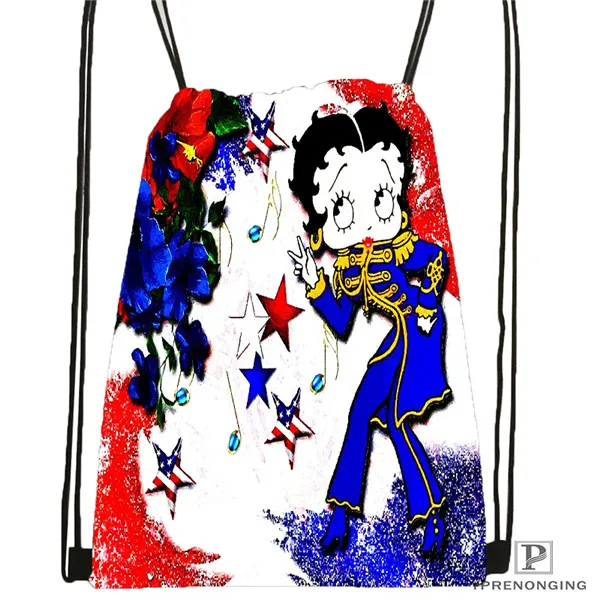 Drawstring Backpack Изготовленная на заказ Betty Boop походная сумка на шнурке для мужчин и женщин милый рюкзак для детей(черная спинка) 31x40 см#180531-01-44 - Цвет: Drawstring Backpack