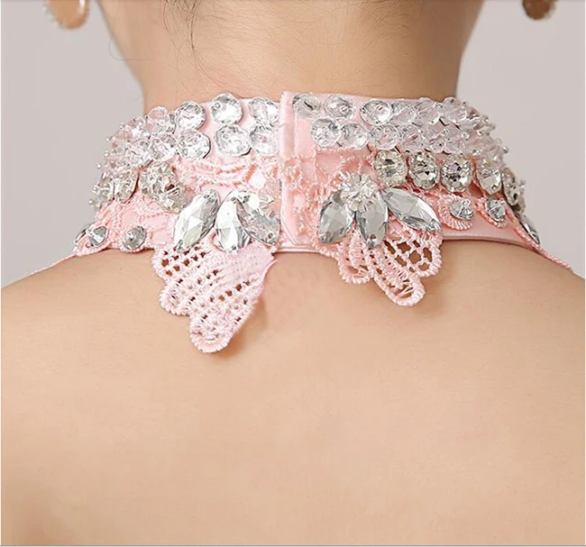 

Brand New Halter Evening Dresses Women Girls Prom Ball Party Formal Dress Bride Gowns Elegant Mermaid Pink Long Dress