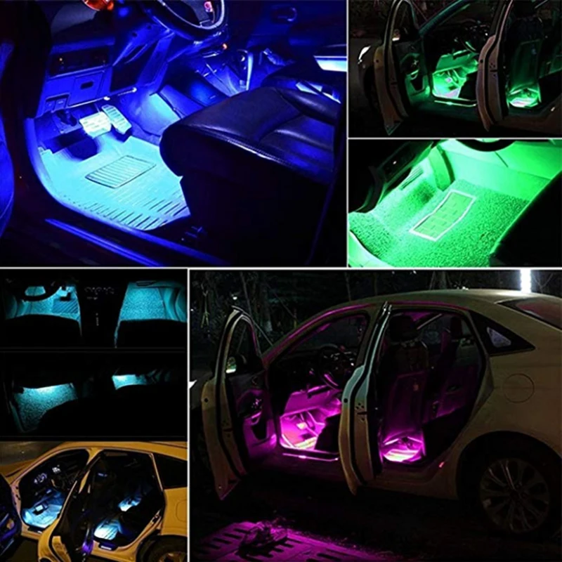 TPHL автомобиль 9 LED 2/4 в 1 Интерьер 5050 атмосферные огни тире пол ноги полосы света