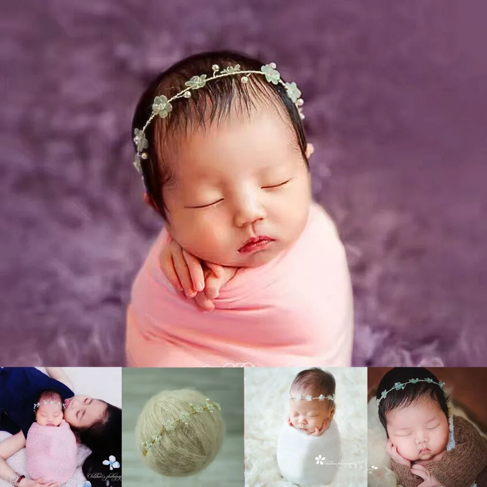 newborn headband photography handmade infant Hairbands flower pearl hair accessories props | Детская одежда и обувь