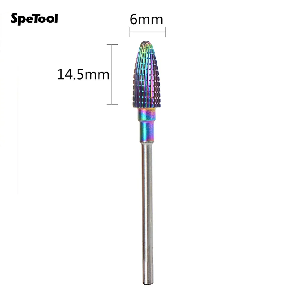 Сверло для ногтей SpeTool с многоцветным покрытием вольфрамовое твердосплавное