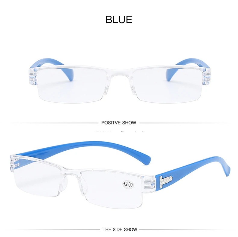 LS JOHN Korean Fashion Reading Glasses Men Women Clear Lens Half Frame Presbyopic Eyewear 1.0 1.5 2.0 2.5 3.0 3.5 4.0 for Reader