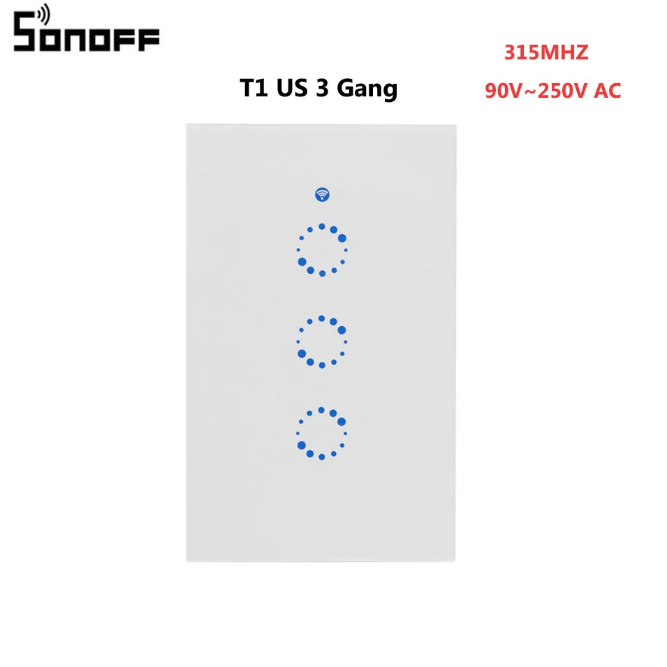 ITEAD Sonoff T1 стандарта ЕС, США, Великобритании Smart WiFi RF/приложение/сенсорный экран Управление настенный светильник Переключатель 1/2/3 настенный сенсорный выключатель Панель умный дом