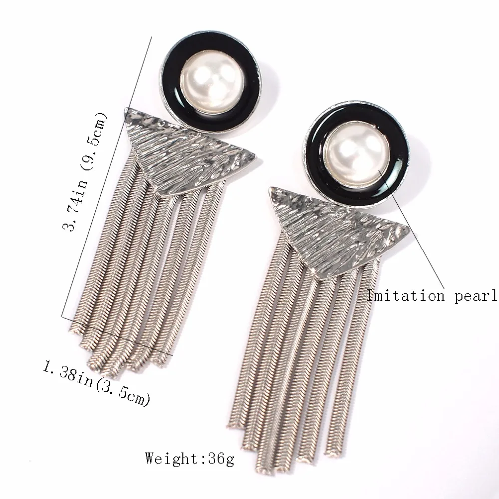 

Alloy Big Imitation Pearl Dangle Earrings For Women Metal Statement Drop Earrings Geometric Earrings Accessories UKEN
