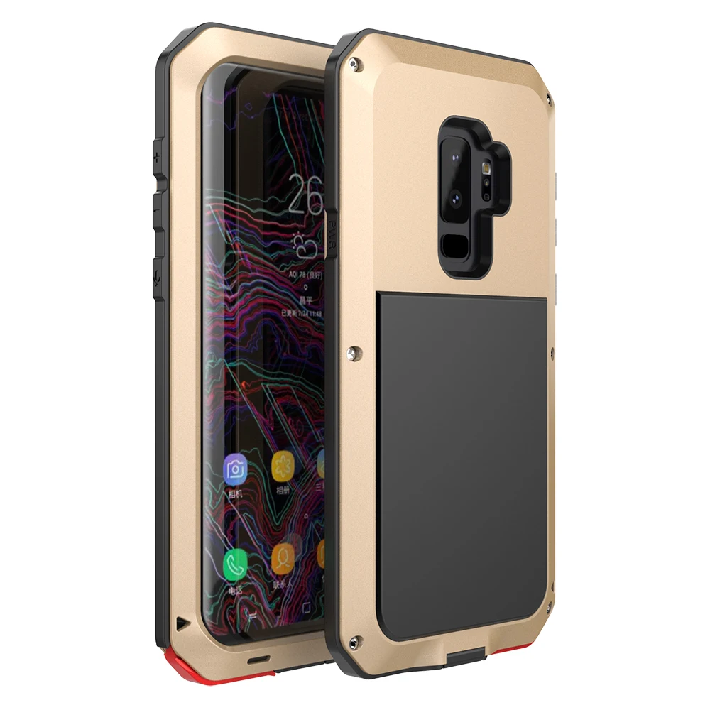 Закаленное Стекло пленка+ для samsung S10 10E S10Plus S8 S8plus S9 S9Plus Note8 Note9 защитный люксовый чехол Heavy Duty чехол металлический чехол