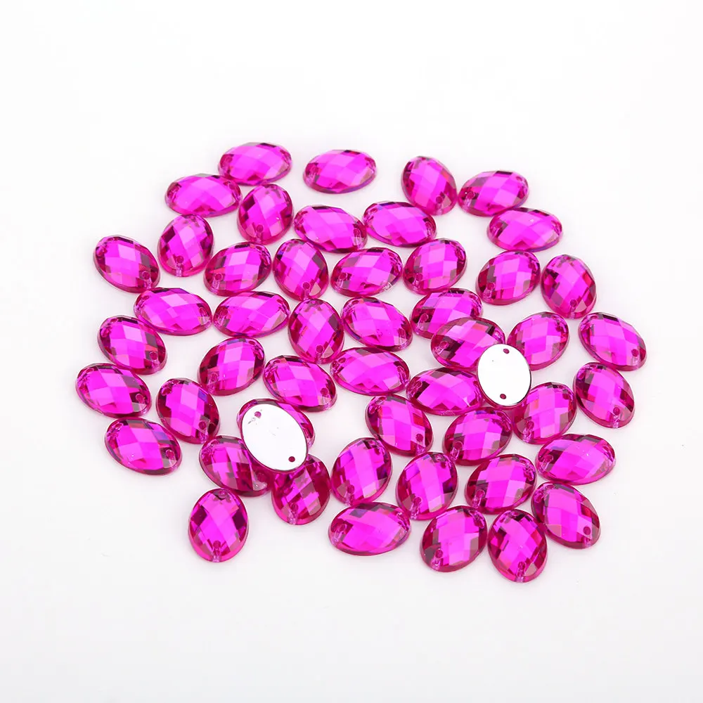 Magenta 18 цветов, 8*10 мм/10*14 мм/13*18 мм/18*25 мм блеск женское кольцо на горном хрустале овальные акриловые стразы с плоской задней Швейные бусины для самостоятельного изготовления кукольной одежды - Цвет: Magenta