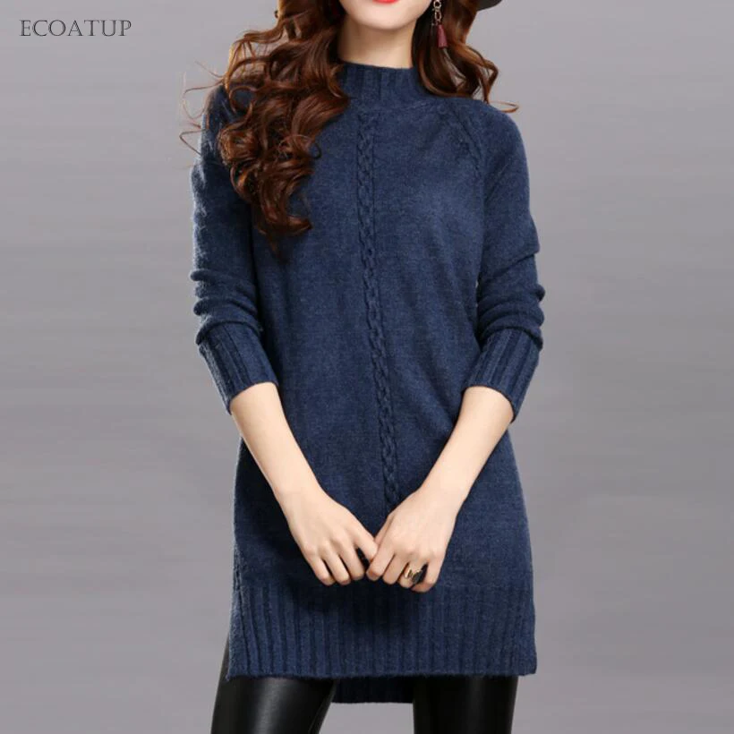 Женский свитер с воротником-стойкой однотонный вязаный пуловер завязками на