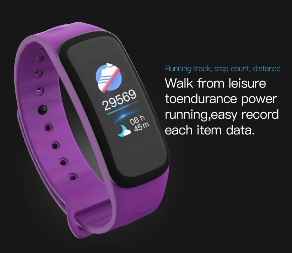 Смарт браслет C1 фитнес с динамическим цветным экраном водонепроницаемый