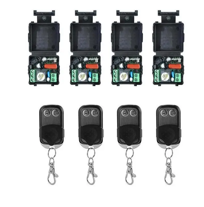 super Learning Code AC220V 1CH Wireless Remote Control Switch System teleswitch 4*Receiver 4 Transmitter Applicance Garage Door |