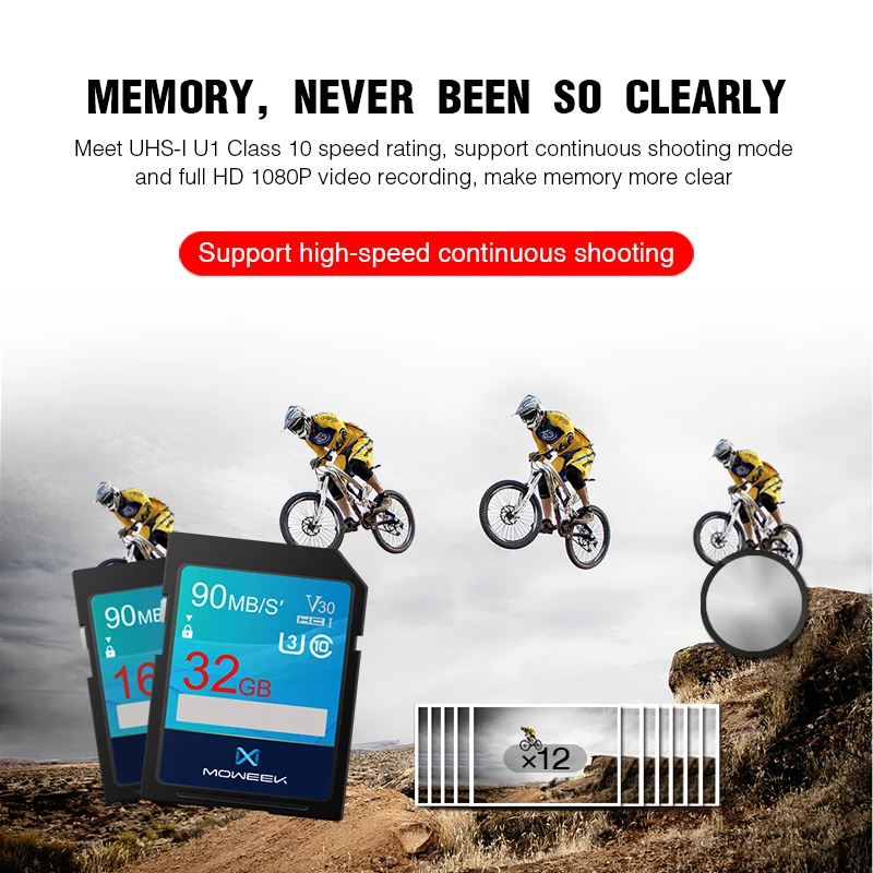 Moweek New Model X56 SD Card High speed 16GB 32GB SDHC 64GB 128GB SDXC UHS-I Memory Class10 flash card for Camera free shi | Компьютеры и
