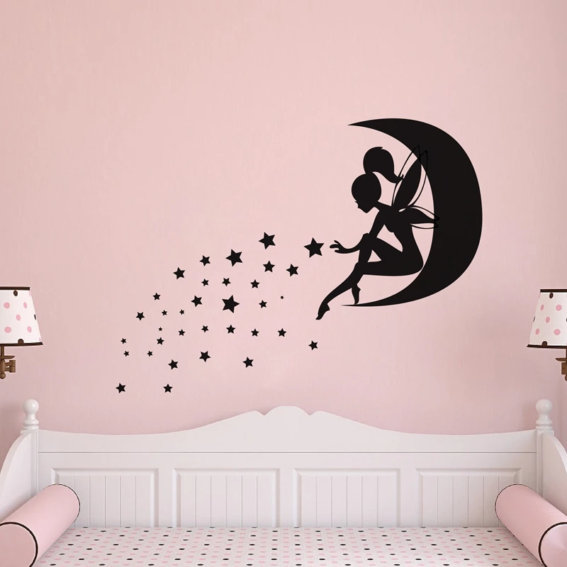 Виниловые Настенные стикеры большого размера с изображением Феи девушки феи