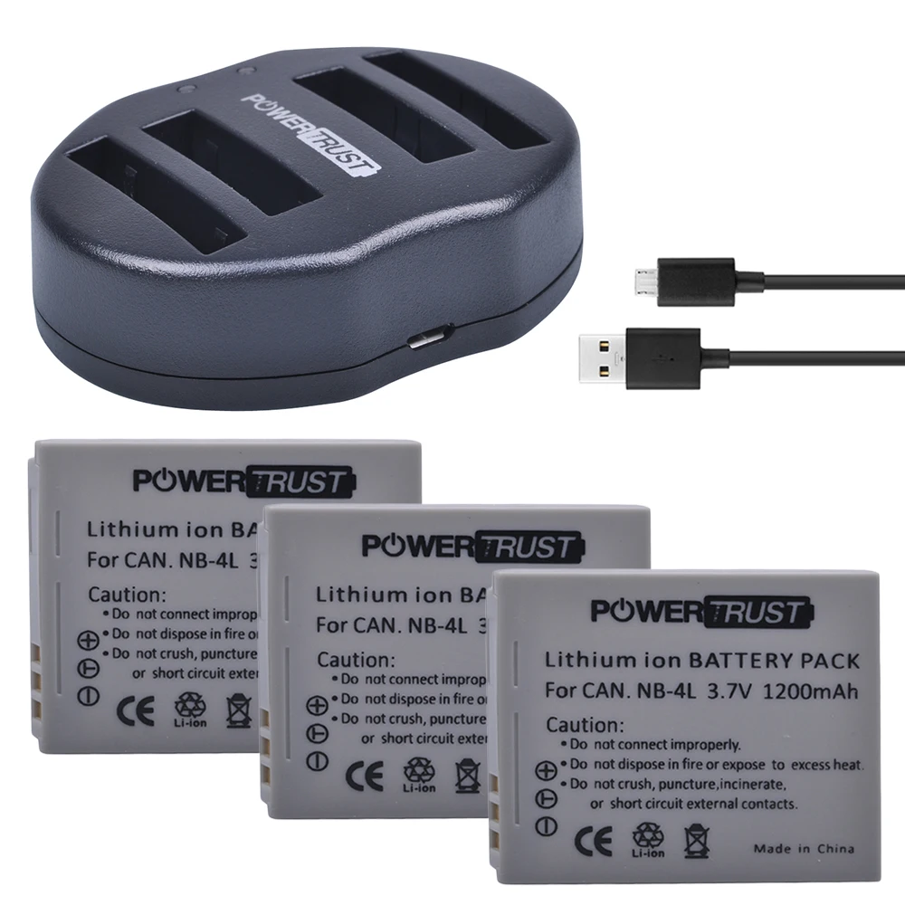 3 шт., аккумуляторы на 1200 мАч и USB-порты для Canon IXUS 60 65 80 75 100 I20 110 115 120 130 IS 117 220 225 HS