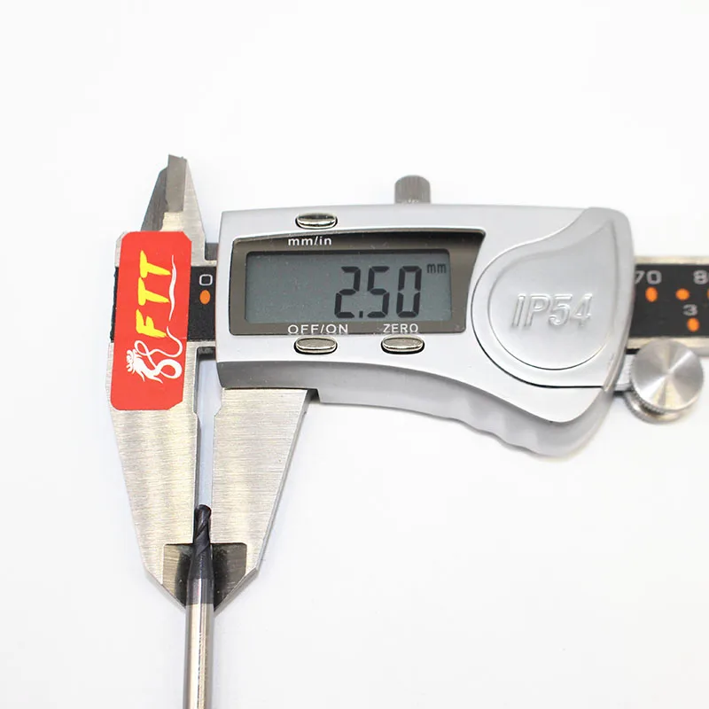 

1PC HRC45 2.5mm 2 Flutes Solid Carbide Ball Nose Endmills R1.25 D2.5X5LXD4X50L Standard Length Side End Mill With Coating