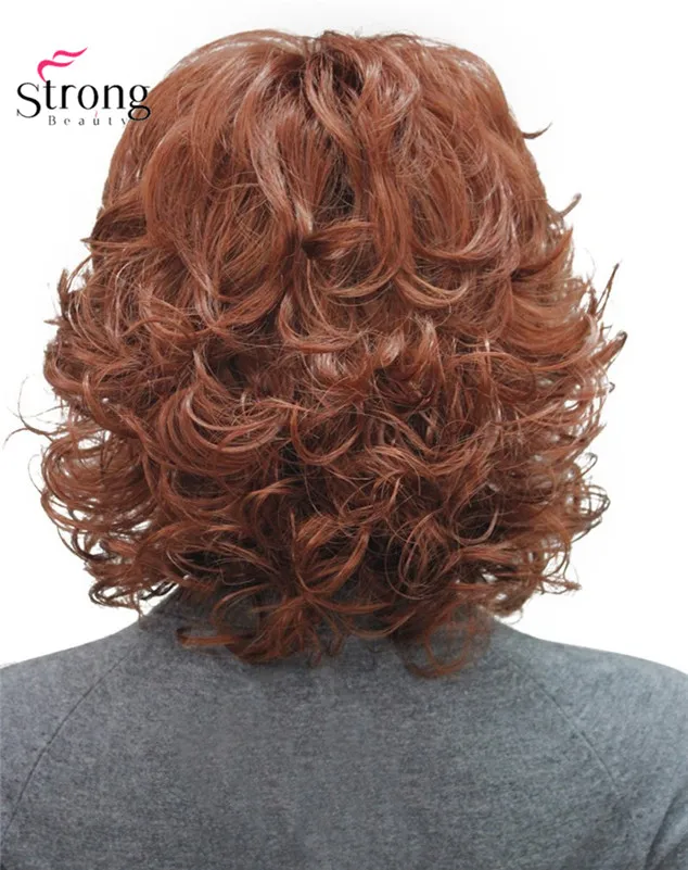 StrongBeauty короткие взъерошенные кудри коричневый, рыжий, блонд полный синтетические парики выбор цвета - Цвет: 130 Copper Red