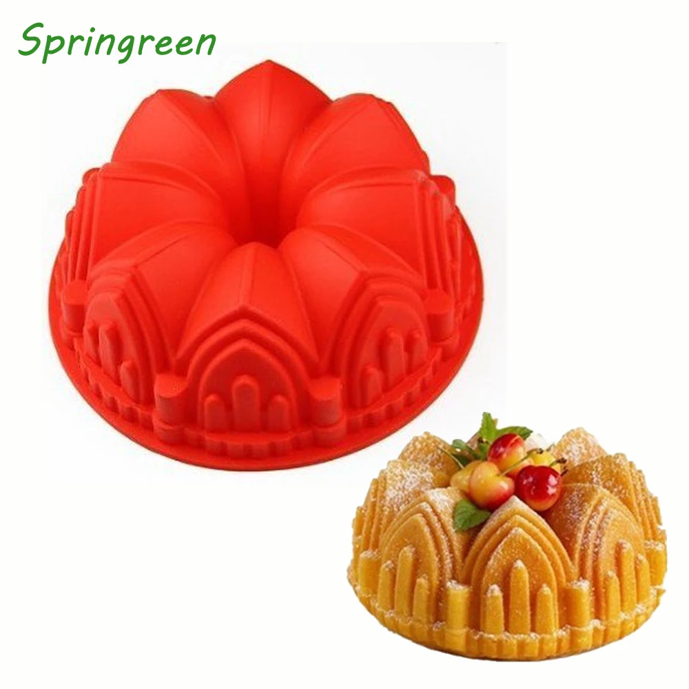 Springreen большая корона замок силиконовая форма для торта 3D противень на день