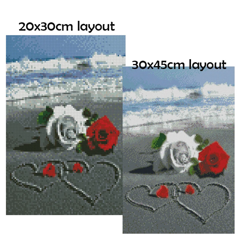 5D Diy Diamond Painting Rose Love Mosaic 3D Cross Stitch kits Sea Scenic Drill Full Home Decor Embroidery RA0843 | Дом и сад
