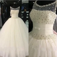 peal wedding dresses 2019 sleeveless crystals ivory princess luxury wedding ball gown