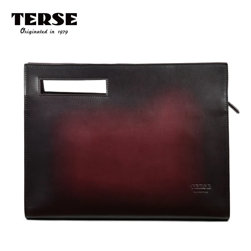 TERSE_Genuine кожаная мужская сумка моды коровьей бизнес портфель серый голубой цвет